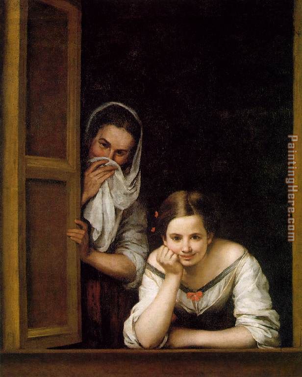 A Girl and her Duenna painting - Bartolome Esteban Murillo A Girl and her Duenna art painting